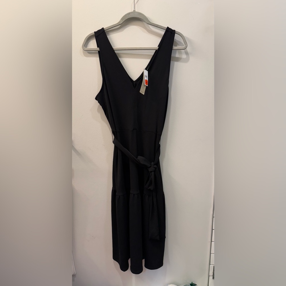 NWT Banana Republic Stretchy Crepe Black Belt Midi Dress w/ Belt - Size MP